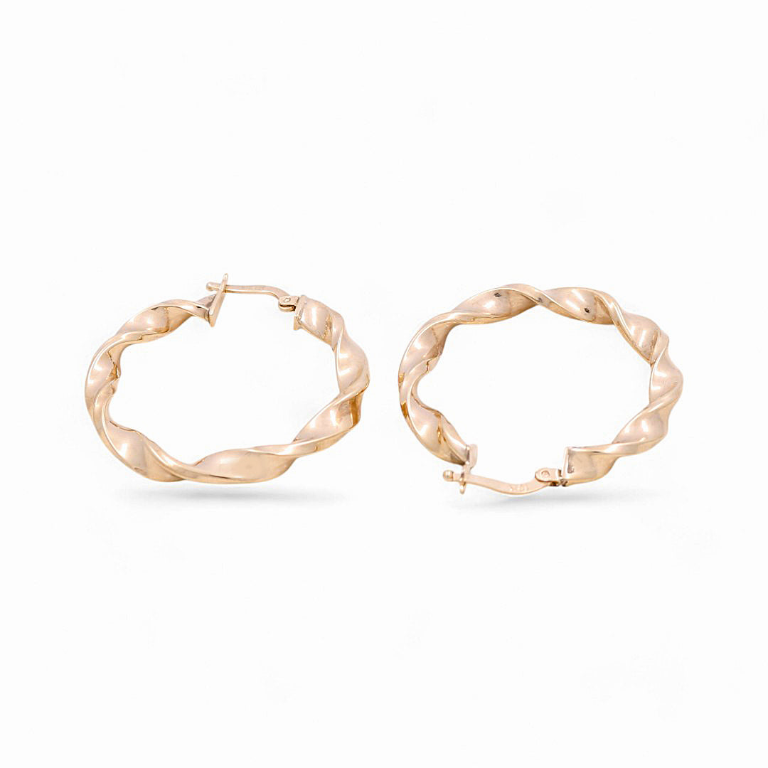 10K Yellow Gold Twist Hoops Earrings / Size: 4mm X 29mm / Weight: 3.2 GR / KOEH0TR4x29