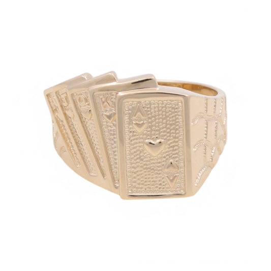 14K Yellow Gold Deck of Cards Men's Ring / Size:10 / Weight: 7.1GR / KEEMR4CT