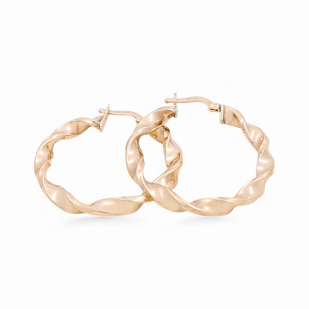 10K Yellow Gold Twist Hoops Earrings / Size: 4mm X 29mm / Weight: 3.2 GR / KOEH0TR4x29