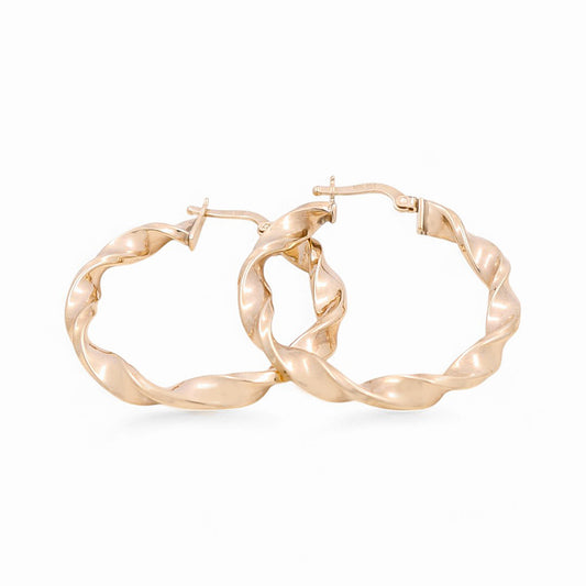 10K Yellow Gold Twist Hoops Earrings / Size: 4mm X 29mm / Weight: 3.4 GR / KOEH0TR4x29