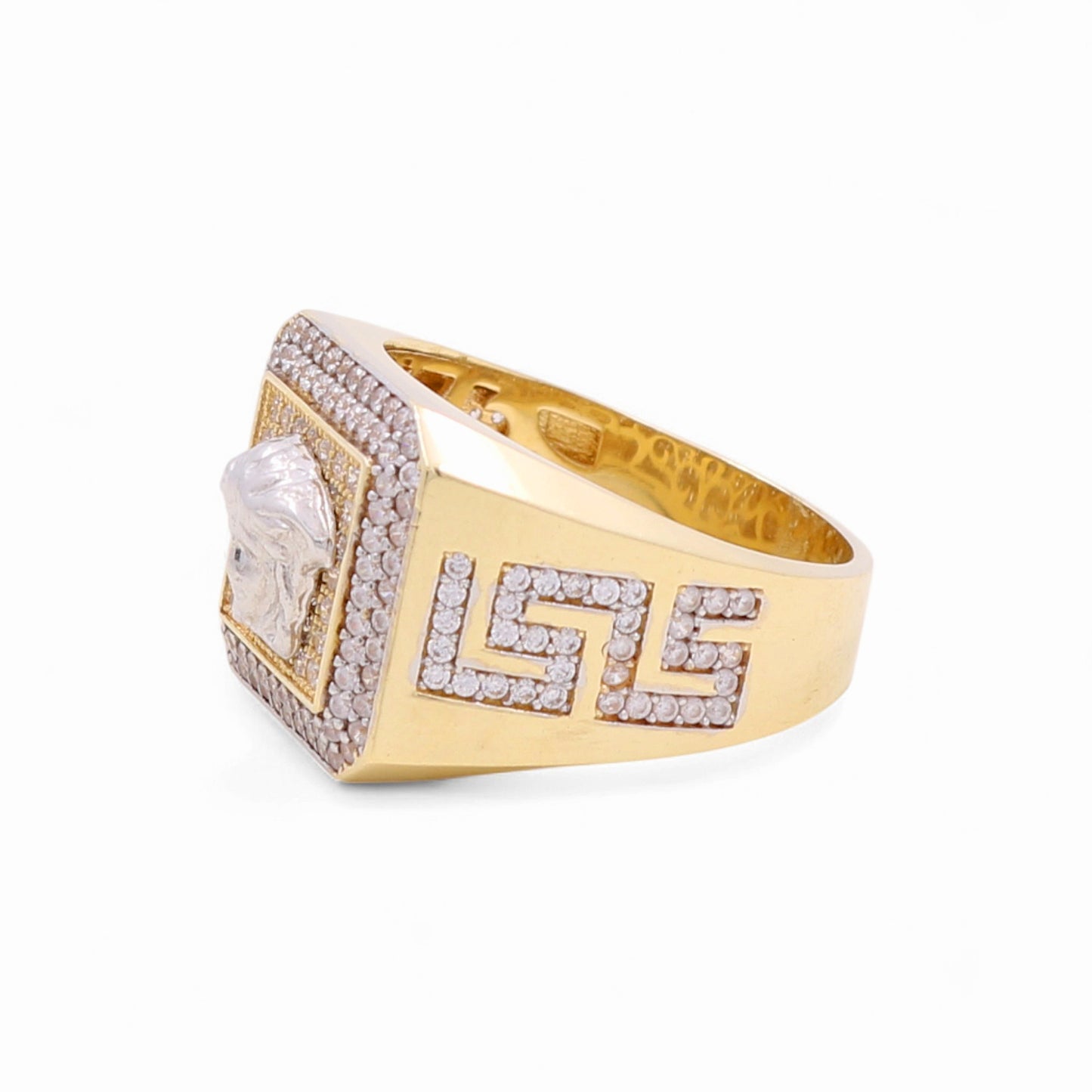 14k Two Tone VS Men's Ring with Cz / Size 10.5 / Weight 9.0 GR / COMR4SQTTVSCZ-2