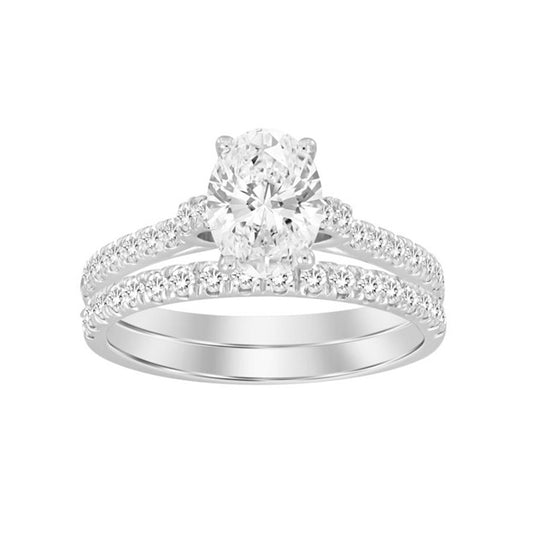 14K White Gold Lab Diamond Women's Bridal Set / Size: 7 / Stone: 1.55 Ct / 105536W