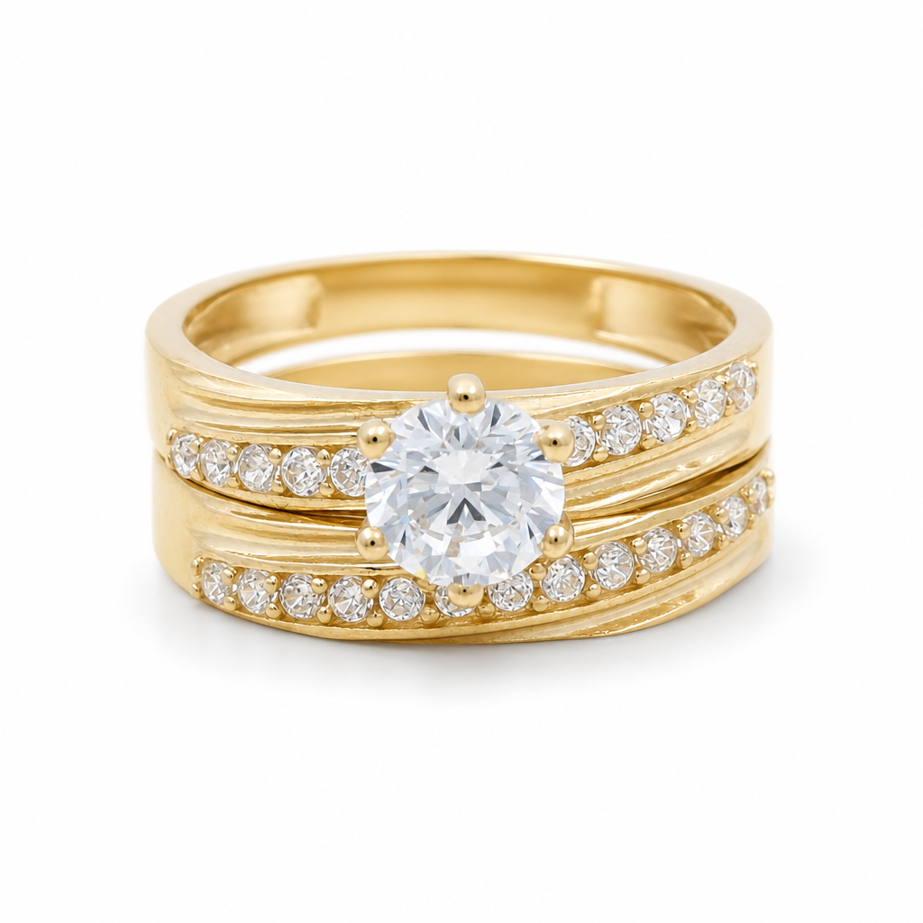 14K Yellow Gold Women’s Bridal Set / Stone: Cz / Size: 7.5 / Weight: 4.3 GR