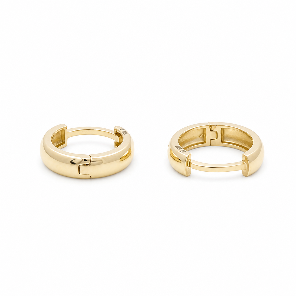 10K Yellow Gold Fashion Plain Hoops Earrings  / Size: 3mm x 9.5 mm / Weight: 1.3 GR / DQEH0FS3X9.5