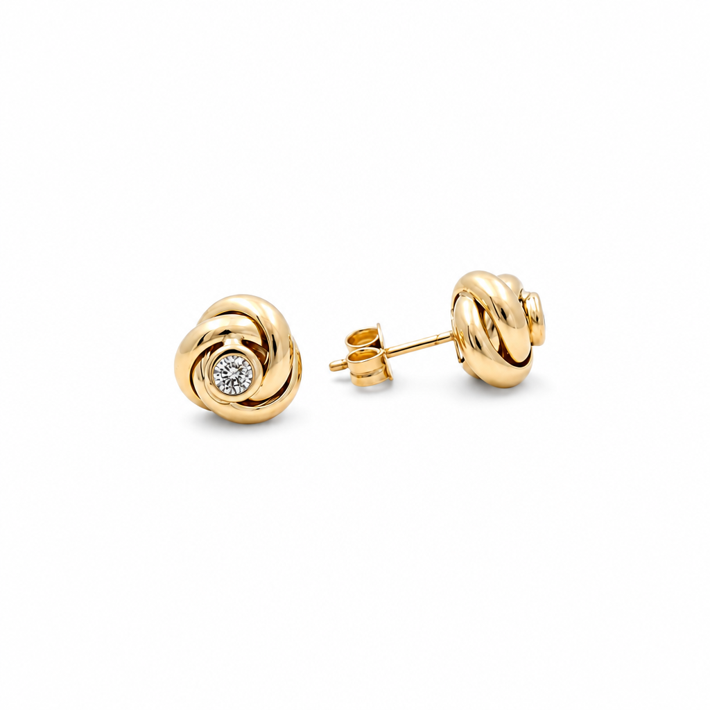 10K Yellow Gold Knot Earrings with Cz / Weight: 2.3 GR / ORC264