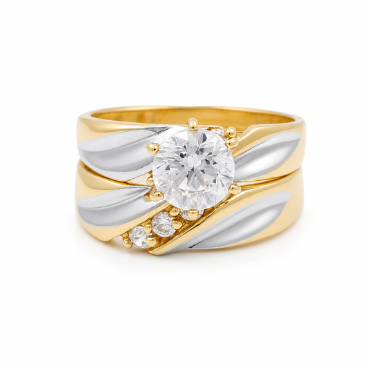14K Yellow and White Gold Women’s Bridal Set / Stone: Cz / Size: 7.5 / Weight: 5.5 GR