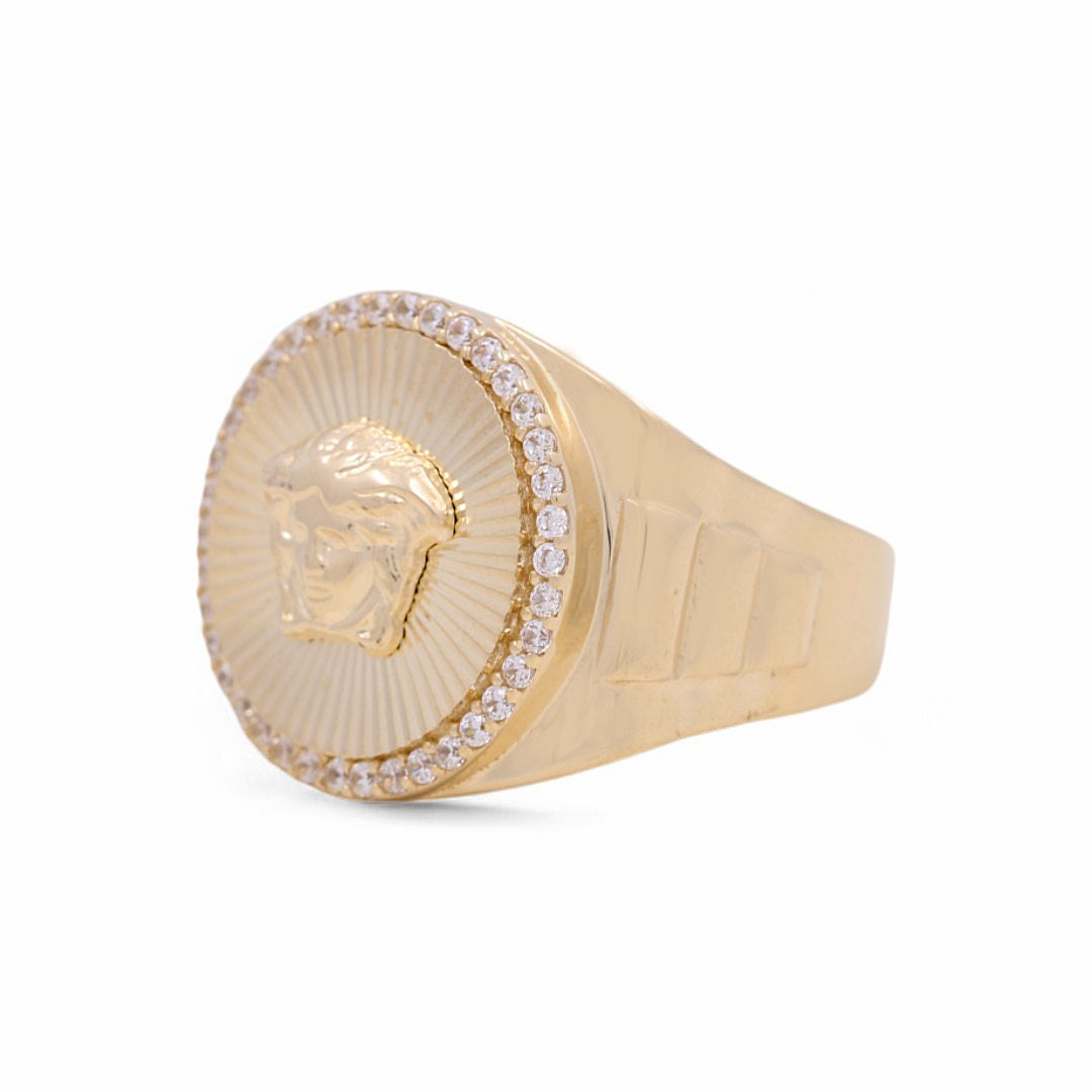 14K Yellow Gold Men’s Medusa Fashion Ring / CZ / Size 10.5 / Weight: 7.9 GR /  COMR4FS-41