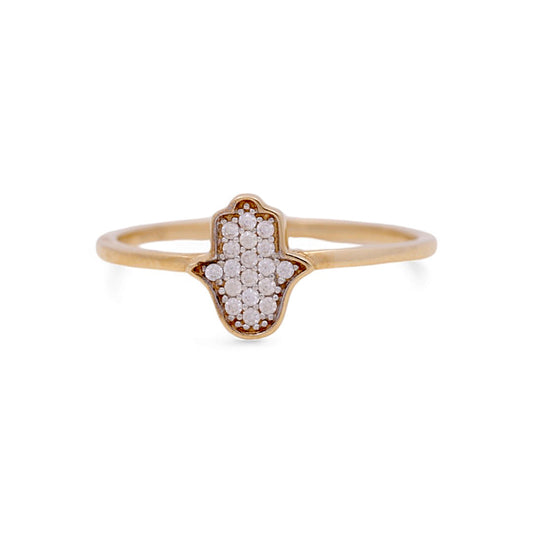 14K Yellow Gold Woman’s Hand of Fatima Ring / Stone: CZ / Size: 6.5 / Weight:1.2 GR / IEEWR4MF