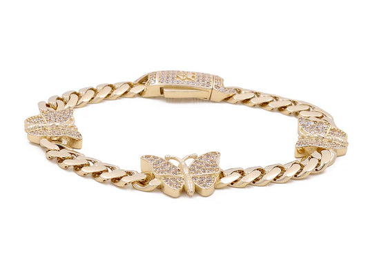10K Yellow Gold Monaco Women's Bracelet with Butterfly / CZ / Size: 7.5" / Weight: 15.8 GR/ DOWB0MONBT