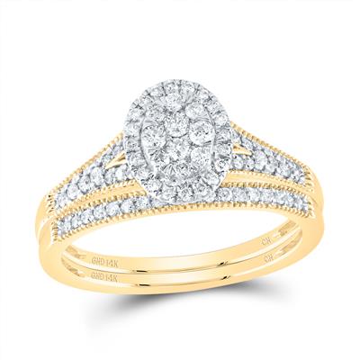 14K Dia Yellow Gold Diamond Woman's Bridal Set Rind/ Size: sz7 / Weight: