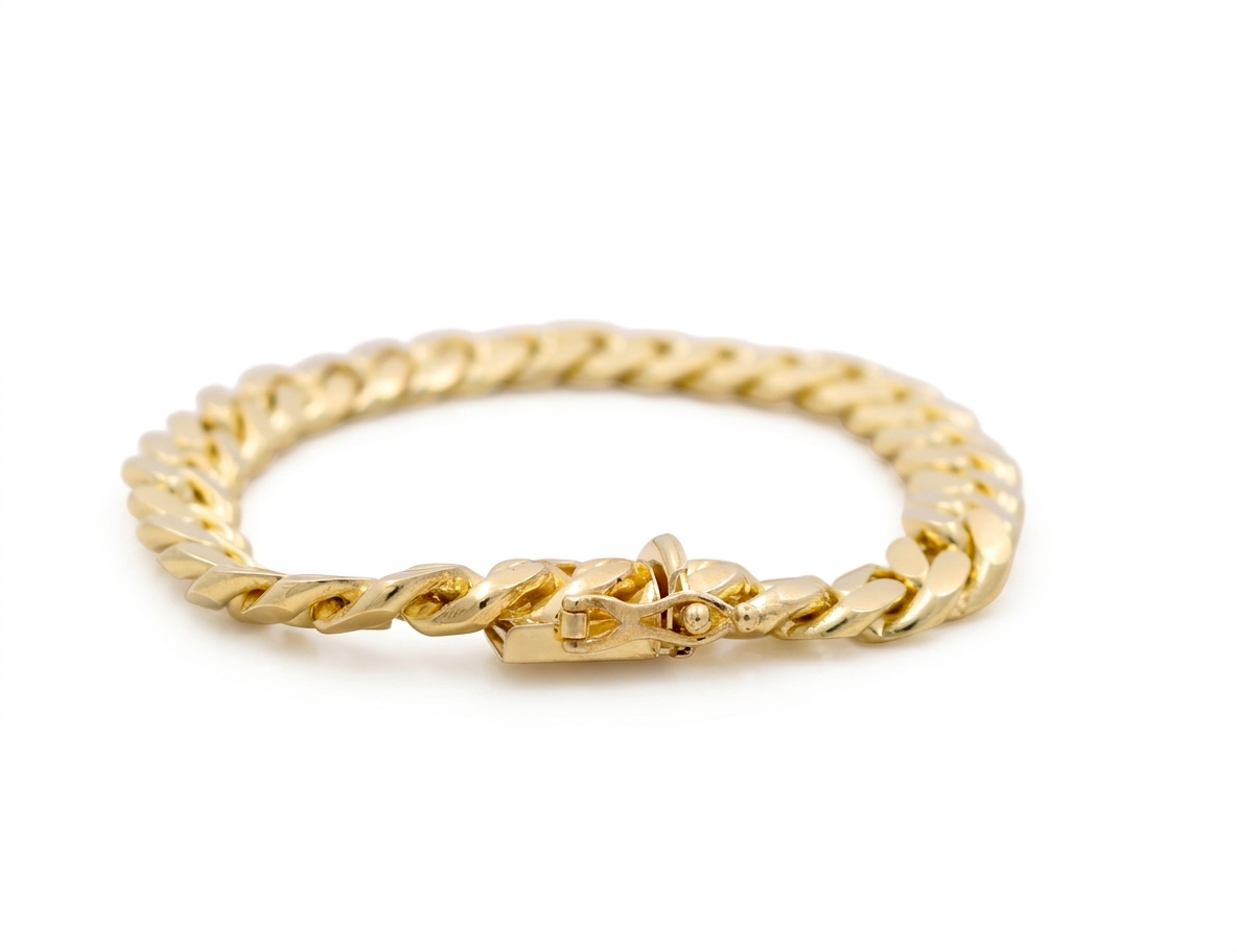 10K Yellow Gold Solid Cuban Link Bracelet / Size: 8mm 8" / Weight: 34.6 GR / SCCAMB0CL8-8