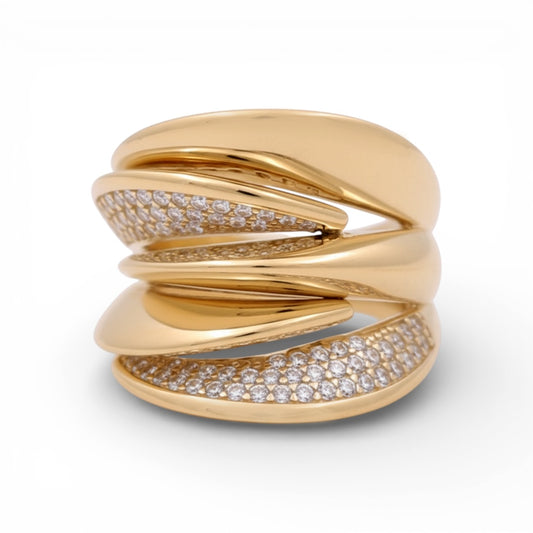 14K Yellow Gold Fashion Women's Ring with Cz / Size: 7 / Weight: 5.7 GR / Y25-299