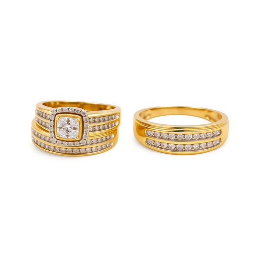 10K Yellow Gold Diamond Trio Set Ring / Stone :1.00Ct / Size 7 & 10 / 262362Y
