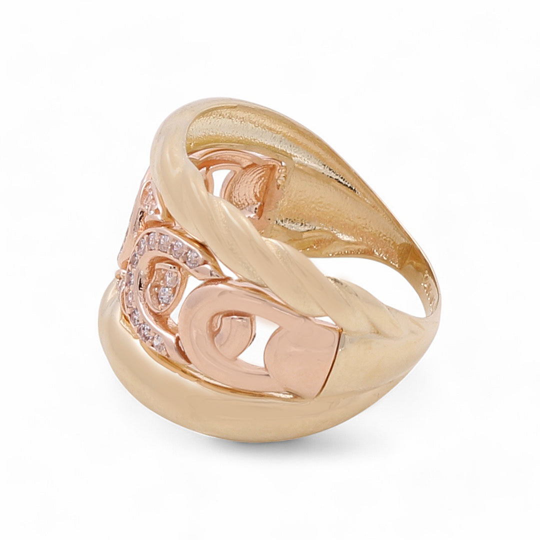 14K Yellow and Rose Gold Woman's Fashion Ring / CZ / Size: 6.5 / COWR4FS-127