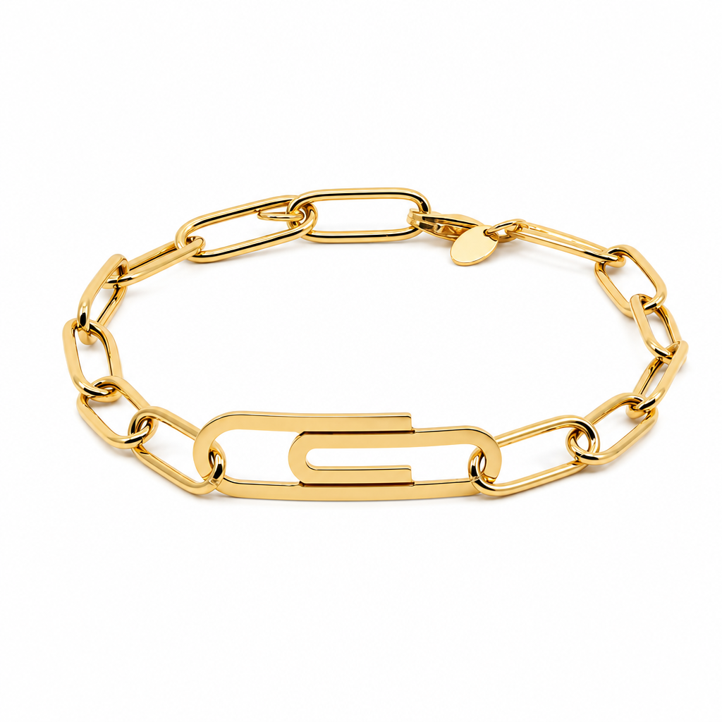 14K Yellow Gold Paper Clips Women's Bracelet / Size: 7.5'' / Weight: 3.3 GR / CXWB4PC-7.5