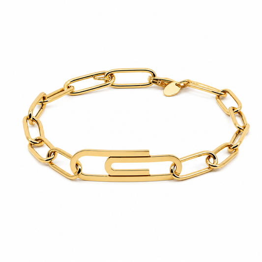 14K Yellow Gold Paper Clip Women's Bracelet / Size: 7.5'' / Weight: 4.4 GR / CXWB4PC-7.5
