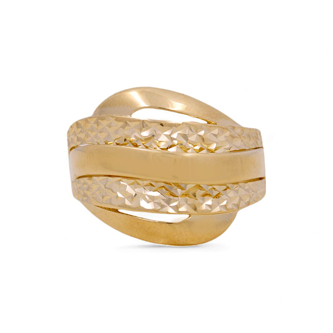 10K Yellow Gold Woman’s Diamond Cut Ring / Size: 7.5 / Weight: 3.1 GR / COWR0DC-10