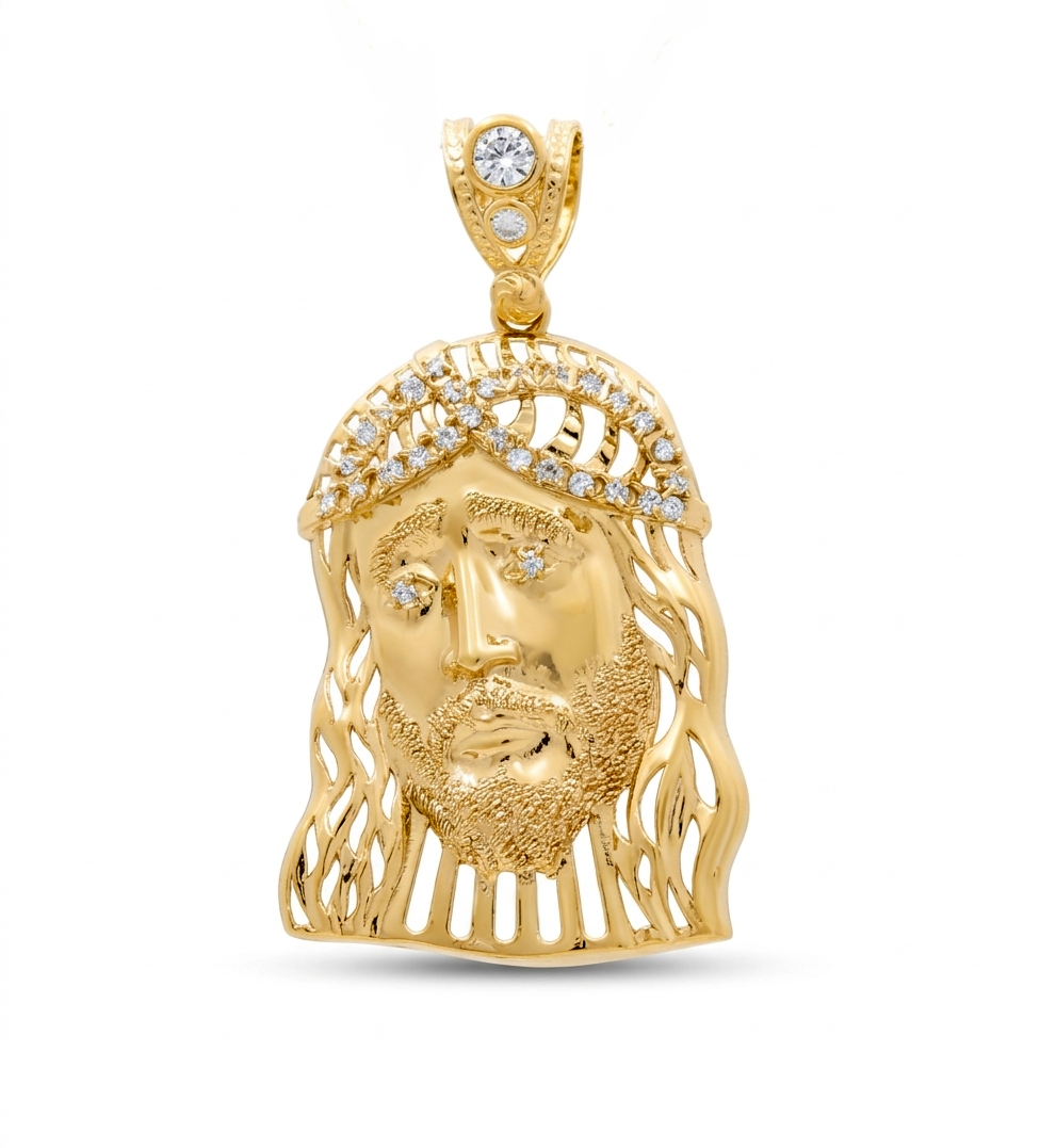 10K Yellow Gold Jesus Pendant With Cz / Weight: 9.2 GR / CLPD0CR