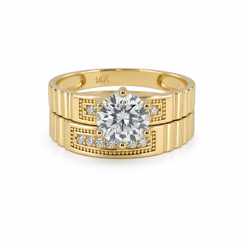 14K Yellow Gold Women’s Bridal Set / Stone: Cz / Size: 7.5 / Weight: 4.5 GR / KEEWR4BS-47