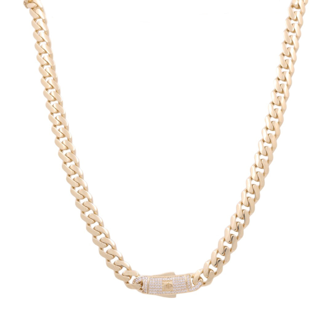 10K Yellow Gold Monaco Semisolid Chain / Stone: Cz / Size: 9mm 20" / Weight: 29.4 GR / COCH0MON9-20