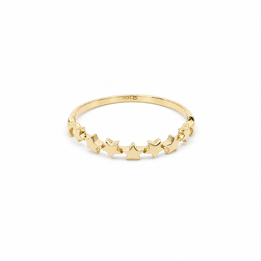10K Yellow Gold Stars Women's Ring / Size: 6 / Weight: 0.8 GR / DQWR0ST