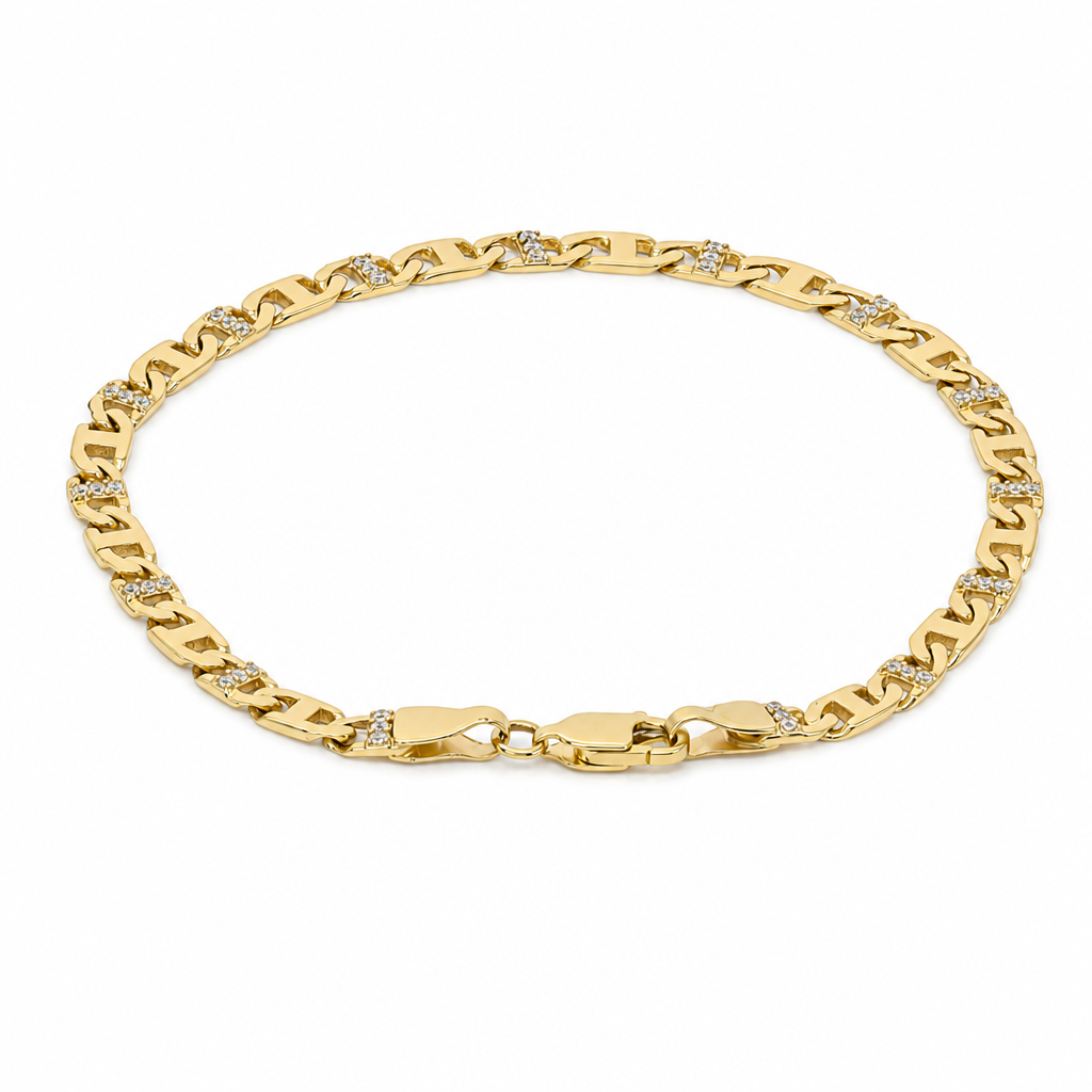 10K Yellow Gold Marine Women's Bracelet with Cz / Size: 7.5'' / Weight: 5.5 GR / LLBWB0MR