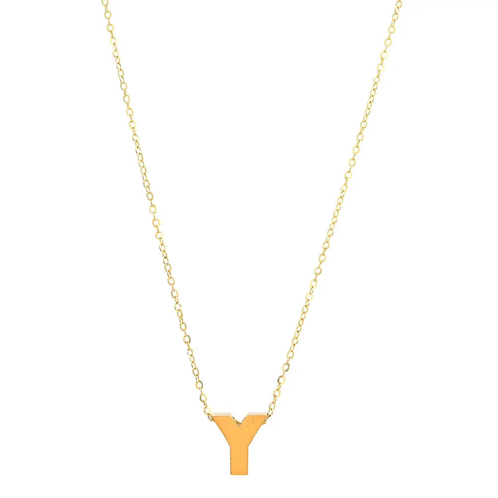 14K Yellow Gold Women's Necklace with Initial Y/ Size: 18''/ INIT.Y