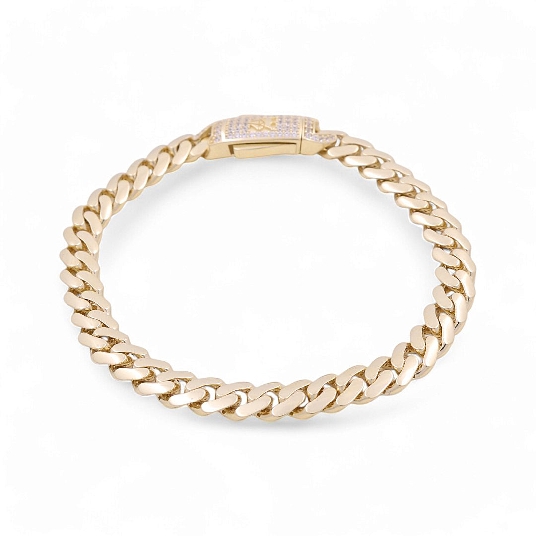 14K Yellow Gold Semisolid Monaco Bracelets / Stone: Cz / Size 7mm 7.5" / Weight 9.9 GR / COMB4MON7-7.5