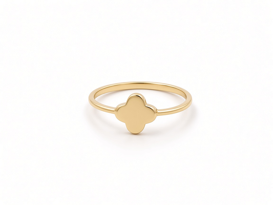 Anillo de trébol para mujer de oro amarillo 10K / Talla: 7.5 / Peso: 0.9 GR / DQWR0CLV