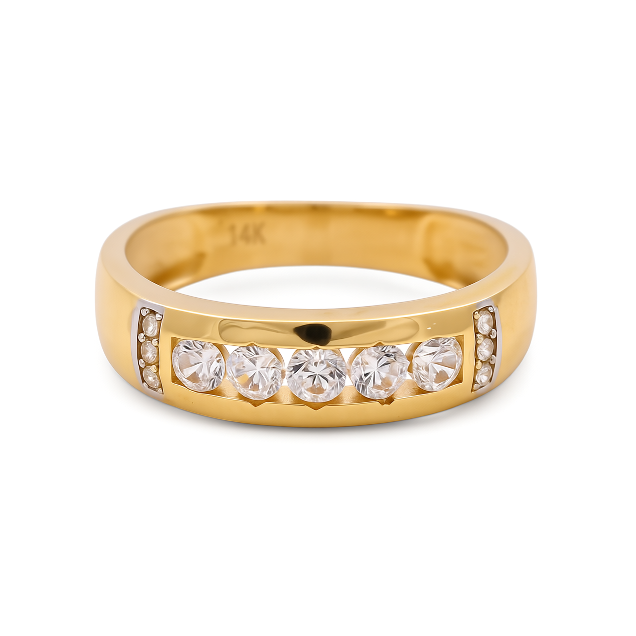 14K Yellow Gold Men’s Wedding Band / Stone: Cz / Size: 10 / Weight: 3.8 GR / CEEMWB4BS-30