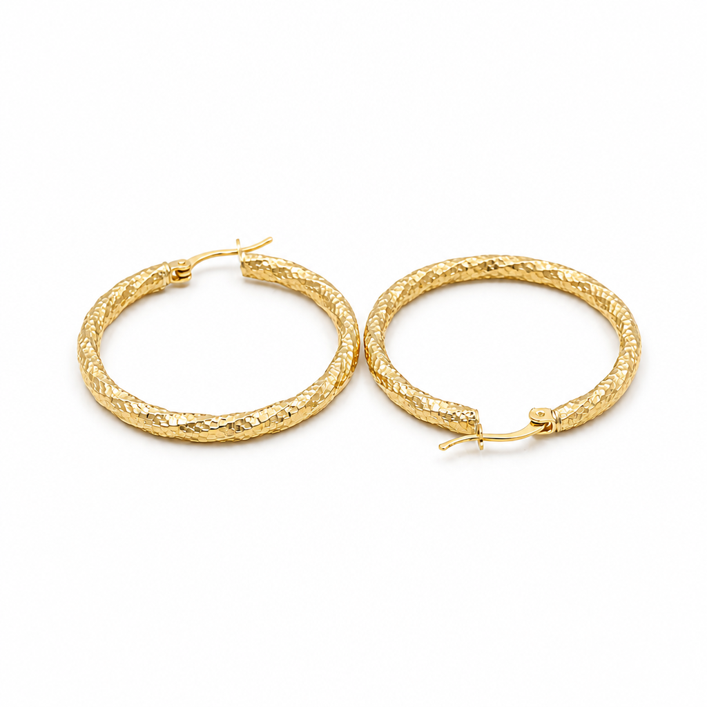 10K Yellow Gold Twist Hoops Earrings / Size: 3mm X 31mm / Weight: 3 GR / DPEH0TR3x31