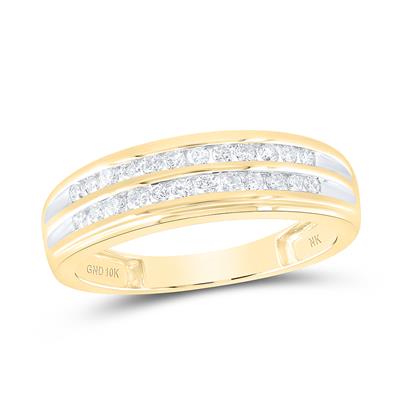 10k Dia Yellow Gold Diamond Men's Wedding Band Ring / Size: sz10 / Stone: 3/8 Ctw / 174161