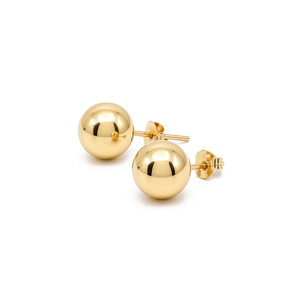 14K Yellow Gold Fashion Balls Stud Earrings / 6-B-8