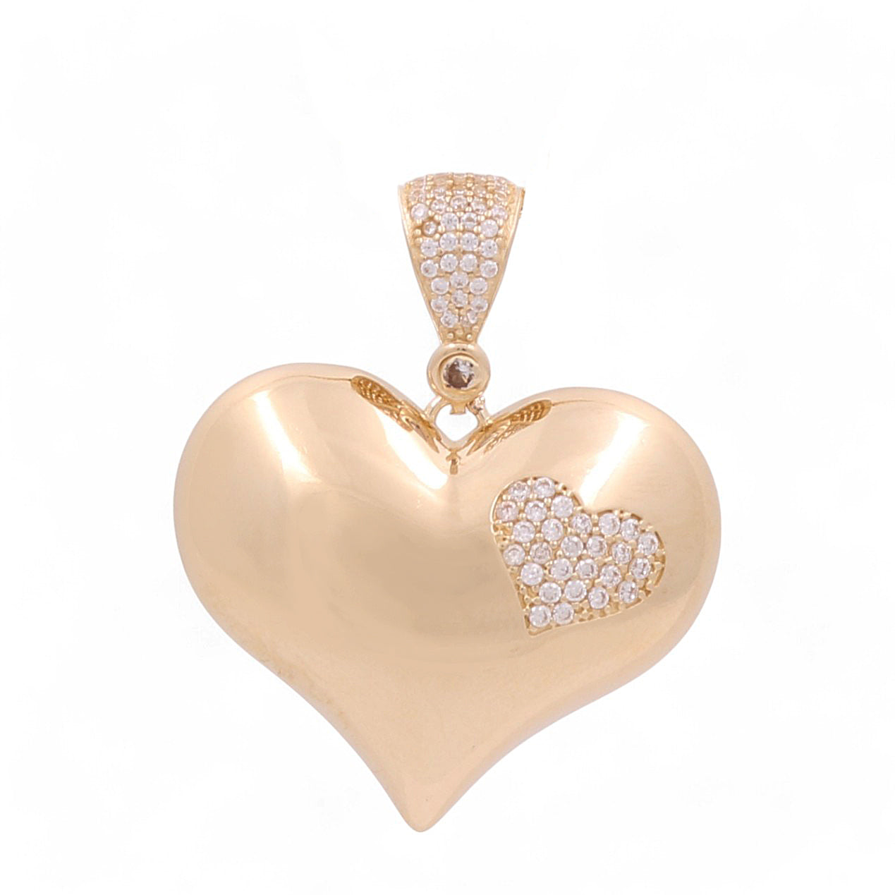 14K Yellow Gold Heart Pendant with CZ / Weight: 10.0 GR / DOPD4HR-1