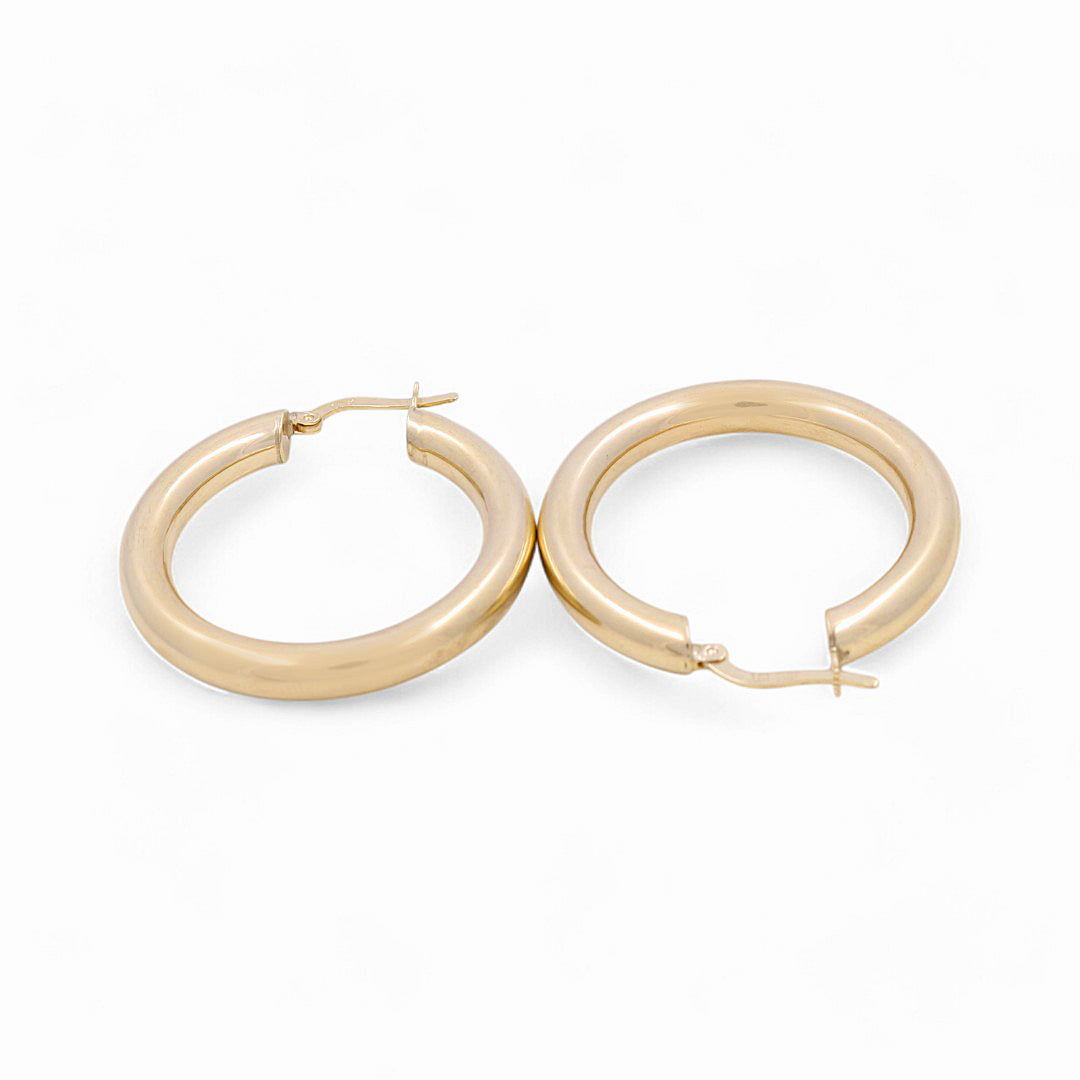 10K Yellow Gold Plane Hoops Earrings / Size: 5mm X 26mm / Weight: 4.6 GR / KOEH0PL5x26