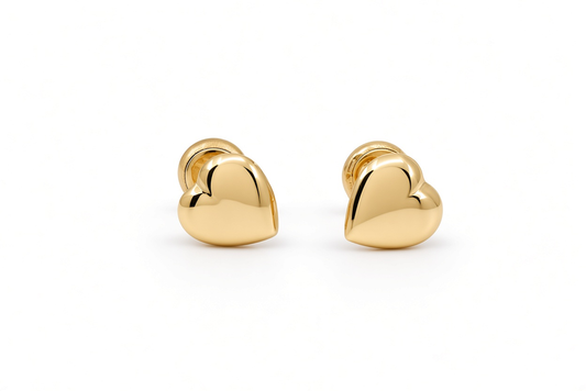 14K Yellow Gold Heart Stud Earrings / 6-543001PF7