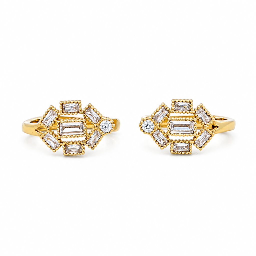 14K Yellow Gold Fashion Stud Earrings with White Cz / Weight 1.1 GR / COES4CZ