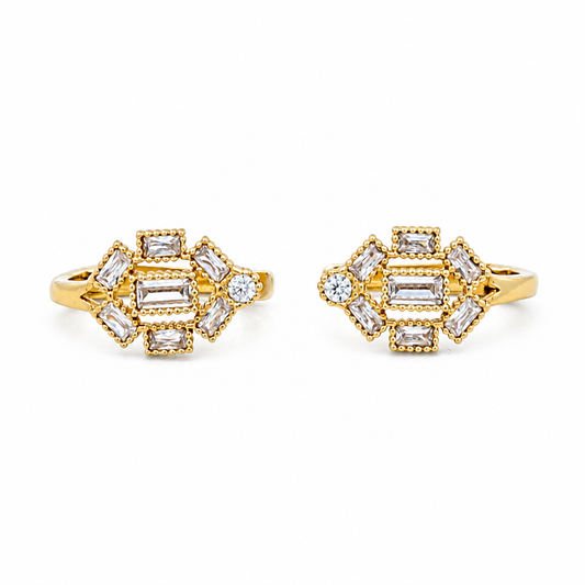 14K Yellow Gold Fashion Stud Earrings with White Cz / Weight 1.1 GR / COES4CZ