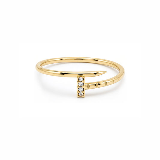 14K Yellow Gold Nail Women's Ring / Stone: Cz / Size: 7 / Weight: 1.2 GR / Y25-1368