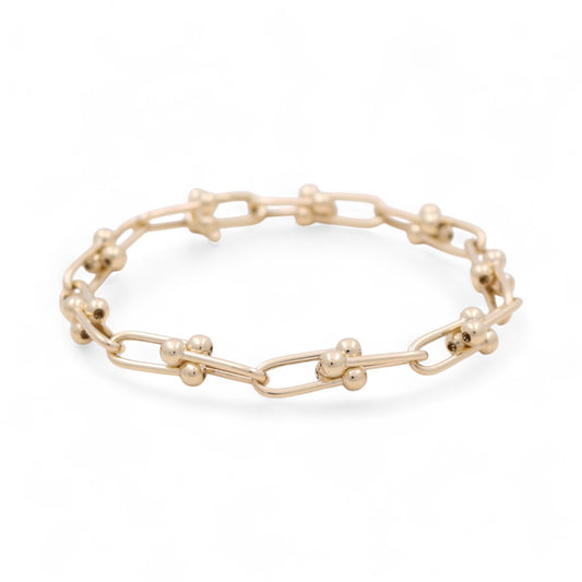 10K Yellow Gold Women's Fashion TT Bracelet / Size: 7.5" / Weight: 6.2 GR / P10S-130
