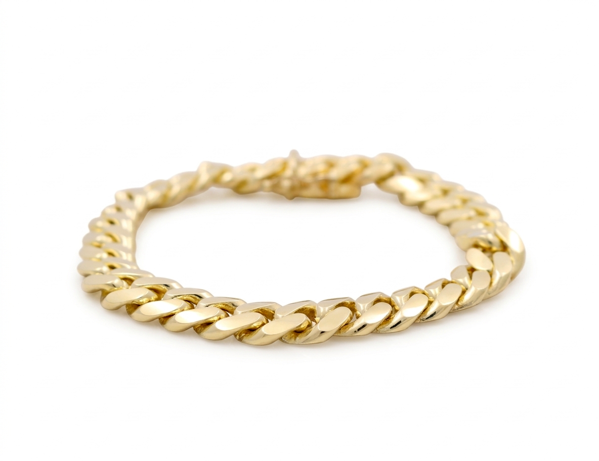 10K Yellow Gold Solid Cuban Link Bracelet / Size: 8mm 8" / Weight: 34.6 GR / SCCAMB0CL8-8