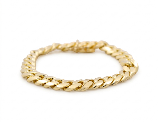 10K Yellow Gold Solid Cuban Link Bracelet / Size: 8mm 8" / Weight: 34.6 GR / SCCAMB0CL8-8