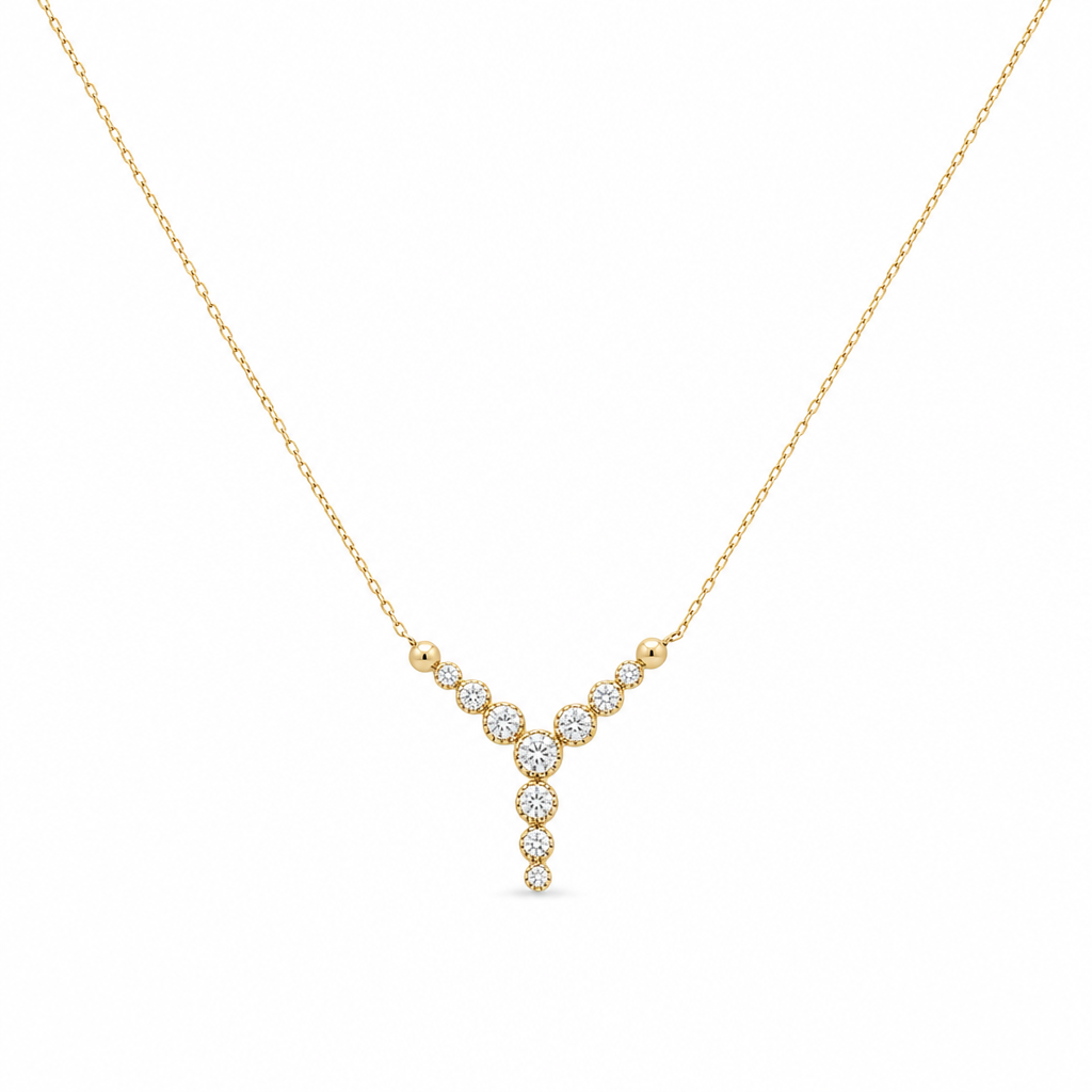 14K Yellow Gold Necklace With Fashion Pendant / Size: 17" / Weight: 2.4 GR / Stone: Cz
