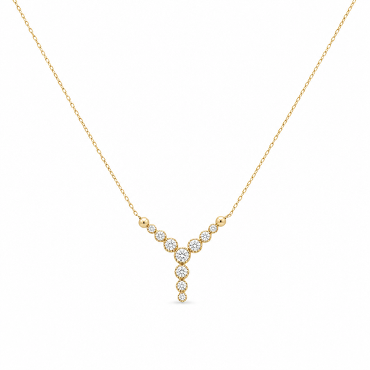 14K Yellow Gold Necklace With Fashion Pendant / Size: 17" / Weight: 2.4 GR / Stone: Cz