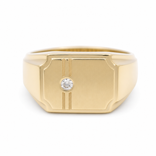 10K Yellow Gold Men's Ring with Cz Stone / Size: 10 / Weight: 3.9 GR / 602-00291