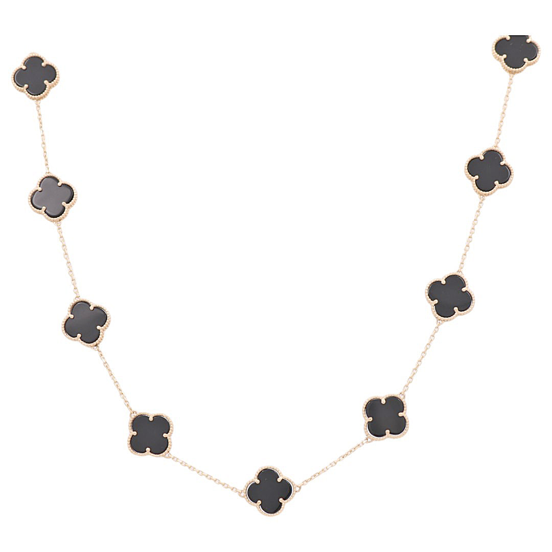 14K Yellow Gold Black Clover Women's Necklace / Size: 18” / Weight: 14.2 GR / BPNK4CLV