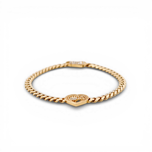 10K Yellow Gold Monaco Women's Bracelet with Quince / CZ / Size: 7" 4mm / Weight: 4.7 GR / DQWB0MON15