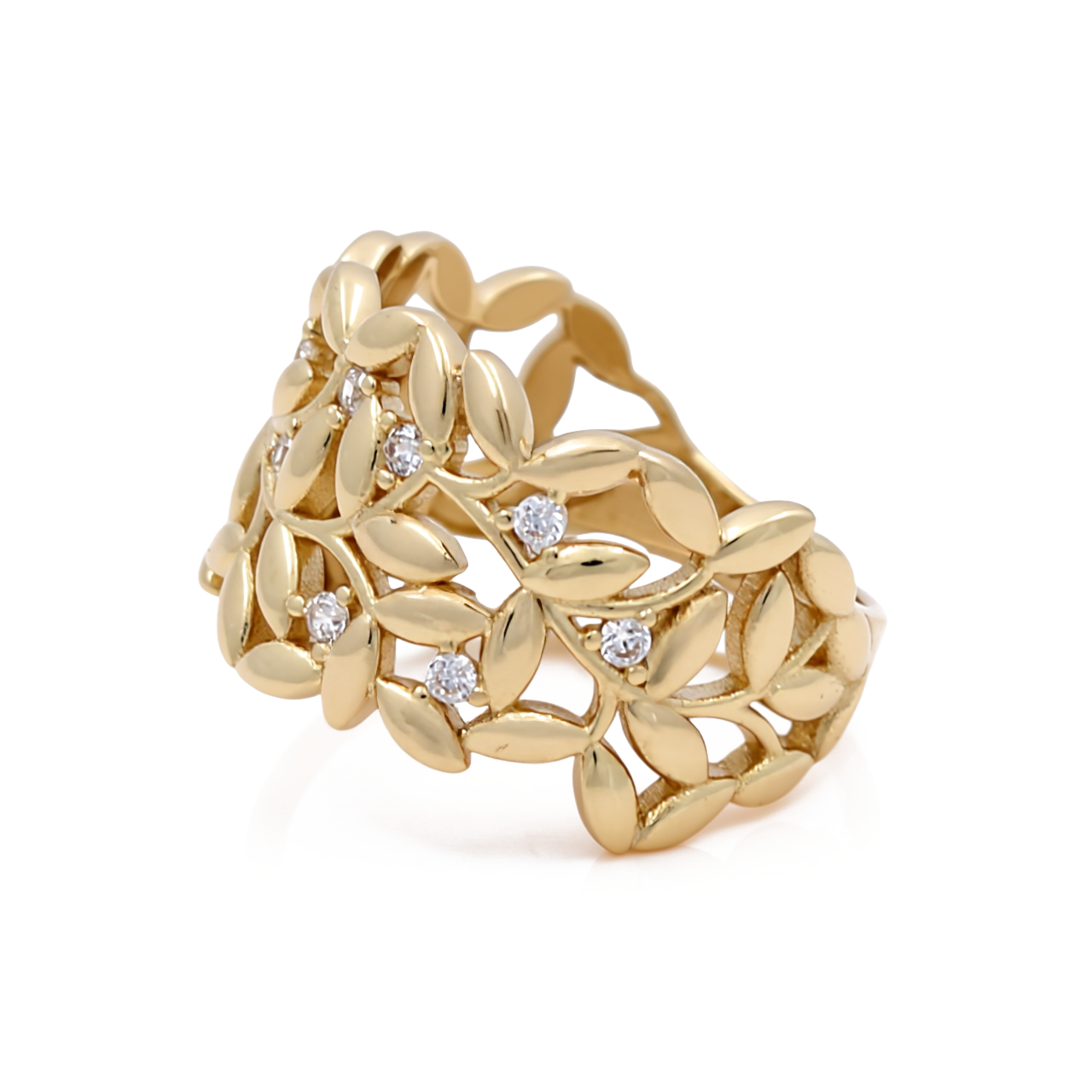 10K Yellow Gold Fashion Women's Ring with Cz / Size: 7.5 / Weight: 2.6 GR / Y25-706