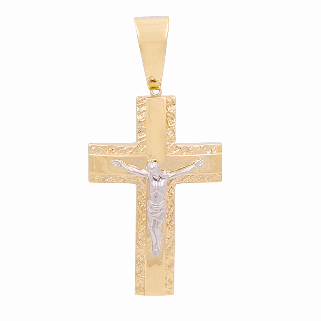 14K Yellow and White Gold Cross with Christ Pendant / Weight: 7.4 GR / 774-00141