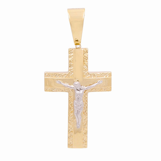 14K Yellow and White Gold Cross with Christ Pendant / Weight: 7.4 GR / 774-00141